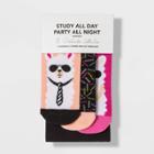 Ev Holiday Women's Socks And Leggings Set Study All Day Party All Night - Pink/black S/m, Size: Small/medium, Black/black/pink