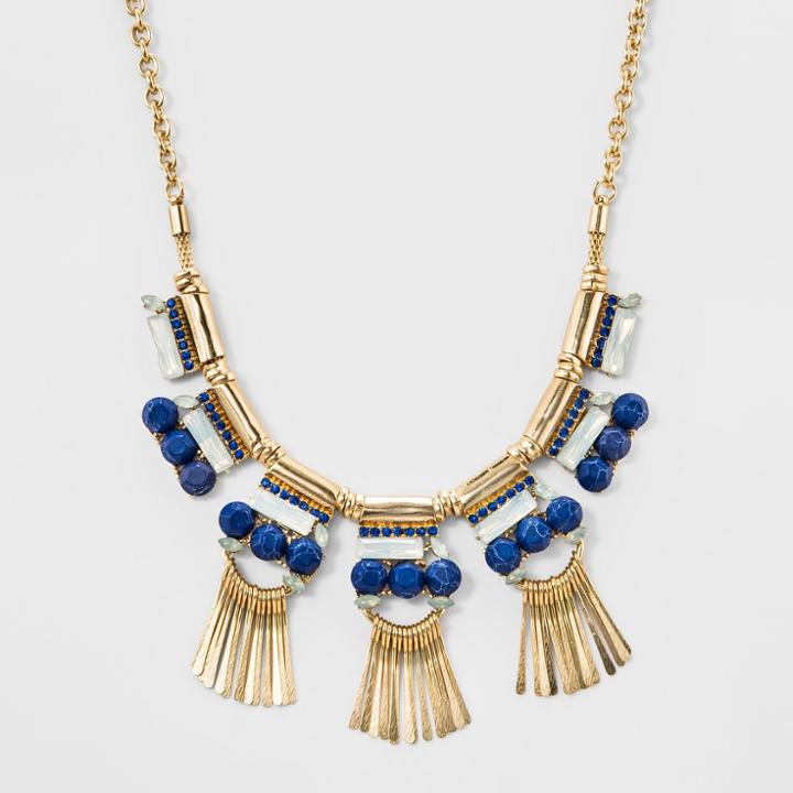 N By Noir Women's Antique Gold Bib Statement Necklace Measuring 16 Inches Plus A 3 Inch Extender,