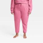 Women's Plus Size Mid-rise Cotton Fleece Joggers - All In Motion Rose Red