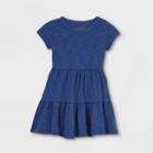 Toddler Girls' Tiered Knit Short Sleeve Dress - Cat & Jack Navy