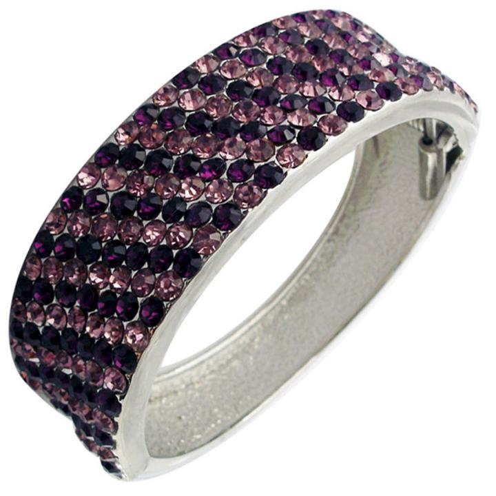 Zirconite Hinged Bangle With Crystals - Amethyst, Women's, Purple