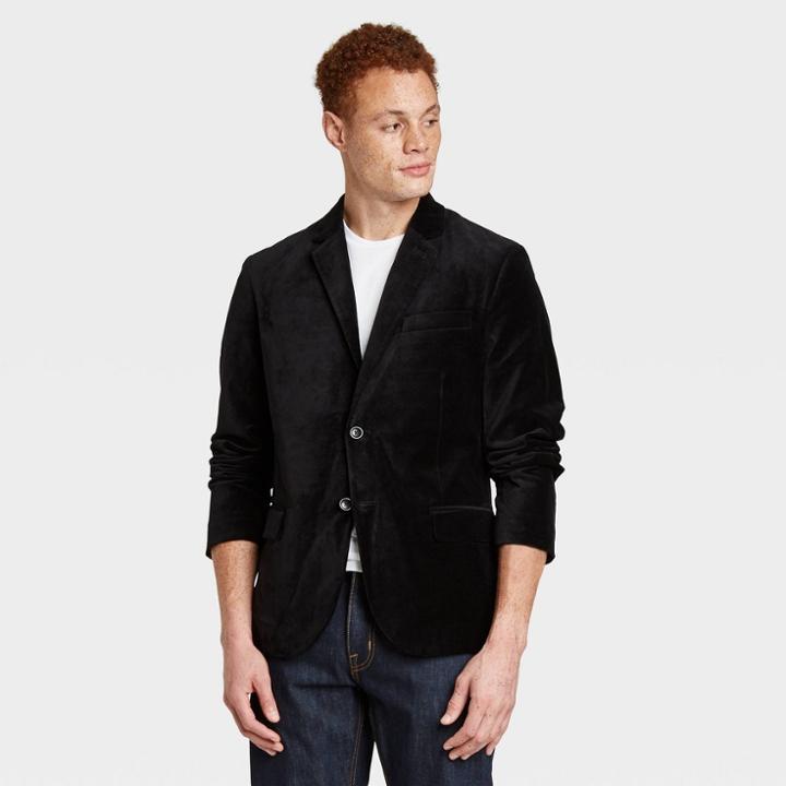 Men's Standard Fit Kenwood Velvet Blazer - Goodfellow & Co Black