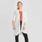 Women's Light Weight Open Knit Ruana - A New Day White One Size, Women's, Beige
