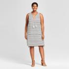 Women's Plus Size Striped Knit Sundress- Ava & Viv Cream (ivory) X