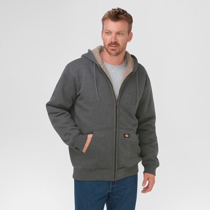Dickies Men's Sherpa Lined Fleece Hoodie Big & Tall Dark Heather Gray