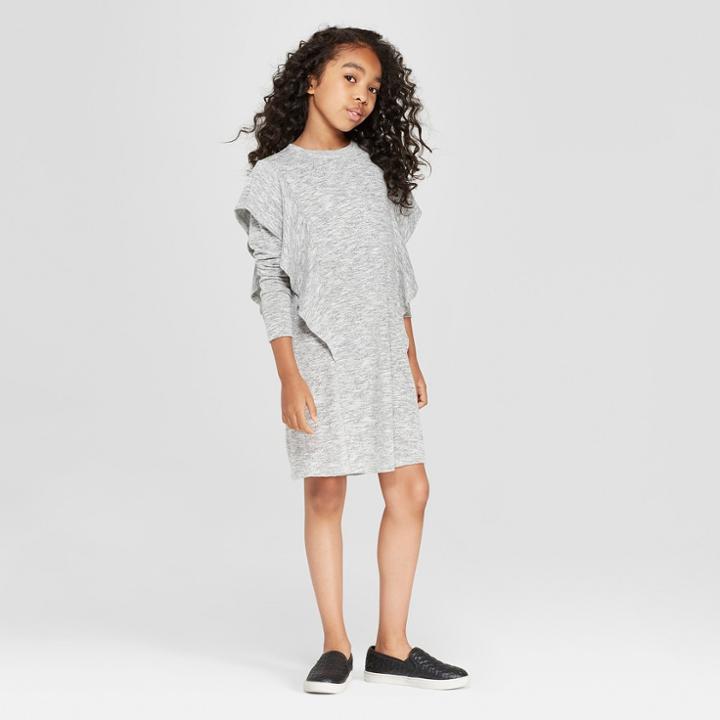 Girls' Flutter Ruffle T-shirt Dress - Art Class Gray