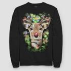 Fifth Sun Men's Ugly Holiday Led Light Rudolph Long Sleeve Pullover Sweater - Black