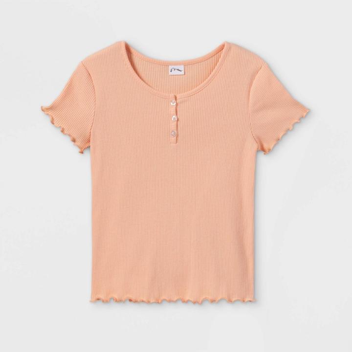 Girls' Henley T-shirt - Art Class Light Orange