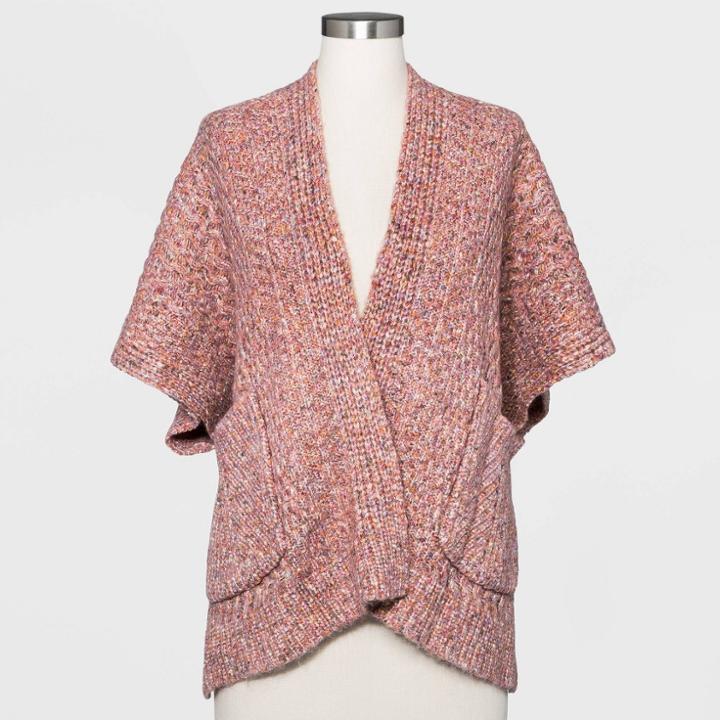Women's Plus Size Knit Kimono Jacket - Universal Thread Coral