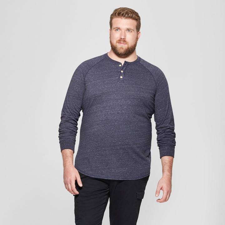 Men's Big & Tall Long Sleeve Jersey Henley Shirt - Goodfellow & Co Federal Blue 2xb Tall,