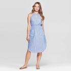 Women's Striped Sleeveless High Neck Stripe Midi Dress - Universal Thread Blue
