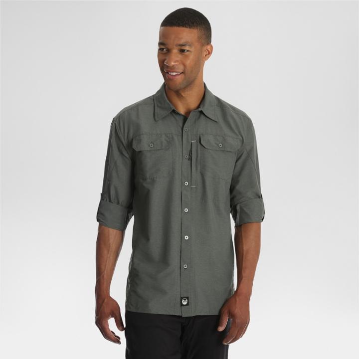 Wrangler Outdoor Long Sleeve Calvin Shirt - Dark Ash Xxl,