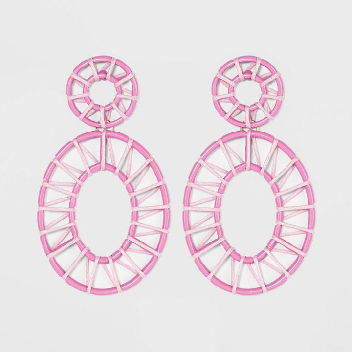 Sugarfix By Baublebar Intricate Raffia Hoop Earrings - Pink, Women's, Graprfruit