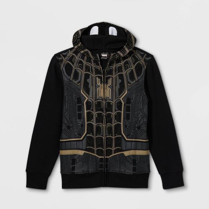 Kids' Spider-man Movie Coshood Zip-up Sweatshirt - Black