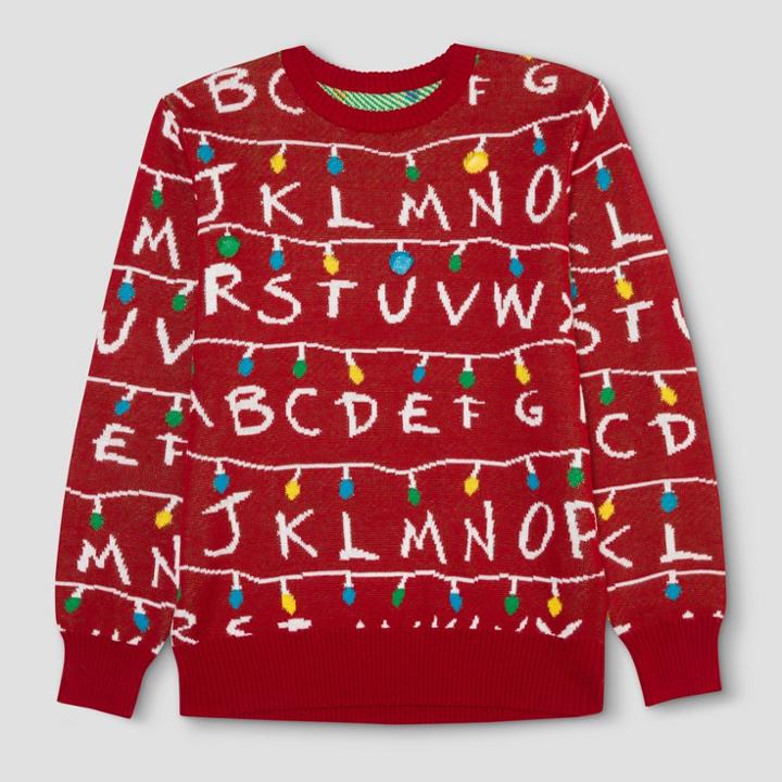 Men's Big & Tall Stranger Things Ugly Holiday Light-up Sweater - Red