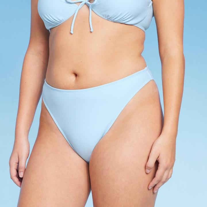 Women's Mid-waist Extra High Leg Cheeky Bikini Bottom - Wild Fable Blue