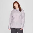 Women's Plus Size Long Sleeve Fitted Button-down Collared Shirt - Prologue Purple X