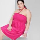 Women's Plus Size Sleeveless Smocked Terry Convertible Dress - Wild Fable Pink