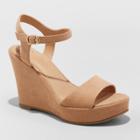 Women's Jazmine Quarter Strap Wedge Pumps - A New Day Taupe (brown)