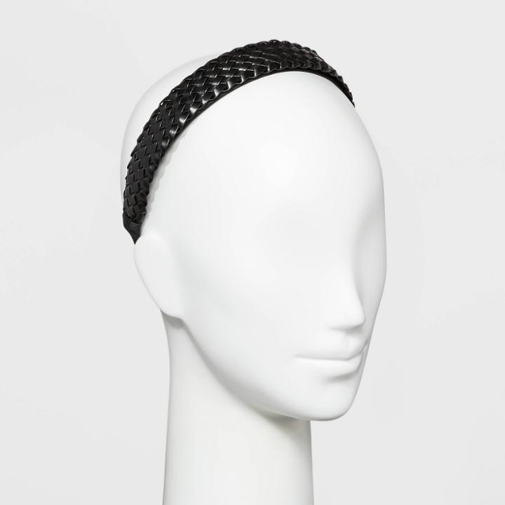 Target Wide Basket Wave Faux Leather Cover Top Headband - Wild Fable Black