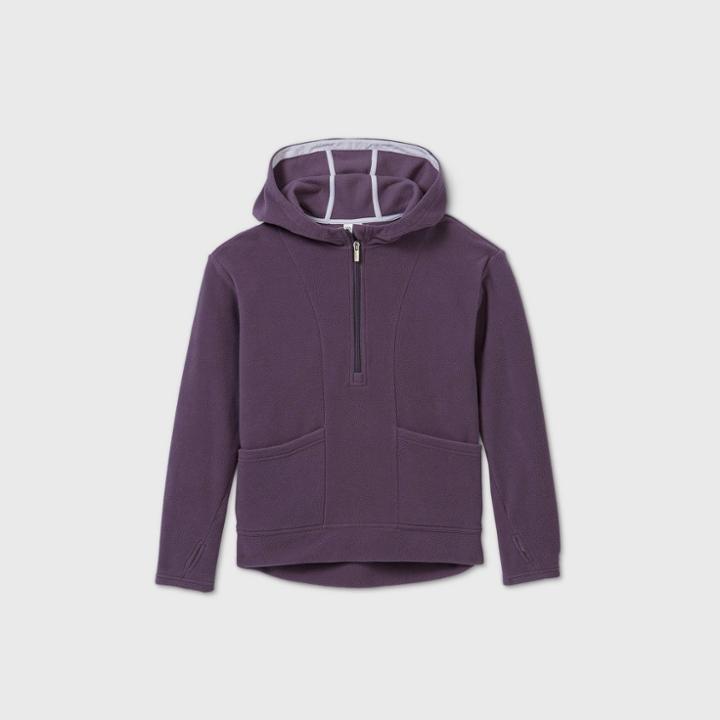 Girls' Fleece 1/4 Zip Sweatshirt - All In Motion Dusty Purple