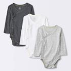 Baby 3pk Basic Long Sleeve Sidesnap Bodysuit - Cloud Island Gray