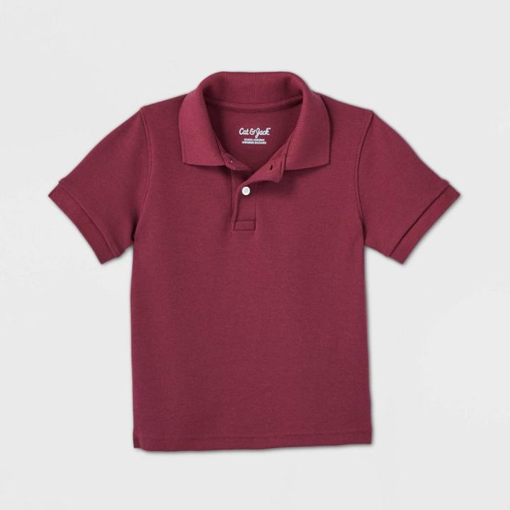 Petitetoddler Boys' Short Sleeve Interlock Uniform Polo Shirt - Cat & Jack Burgundy