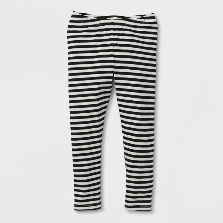 Toddler Girls' Striped Leggings - Cat & Jack Black/cream