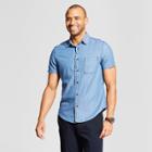 Men's Standard Fit Denim Short Sleeve Button-down Shirt - Goodfellow & Co Bayshore Blue