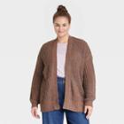 Women's Plus Size Casual Cardigan - Ava & Viv Brown X
