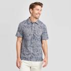 Men's Leaf Print Standard Fit Short Sleeve Polo Jersey Shirt - Goodfellow & Co Subdued Blue S, Men's,