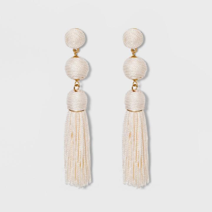 Sugarfix By Baublebar Monochrome Tassel Drop Earrings - Ivory, Girl's