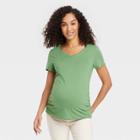 Short Sleeve V-neck Side Shirred Maternity T-shirt - Isabel Maternity By Ingrid & Isabel Green
