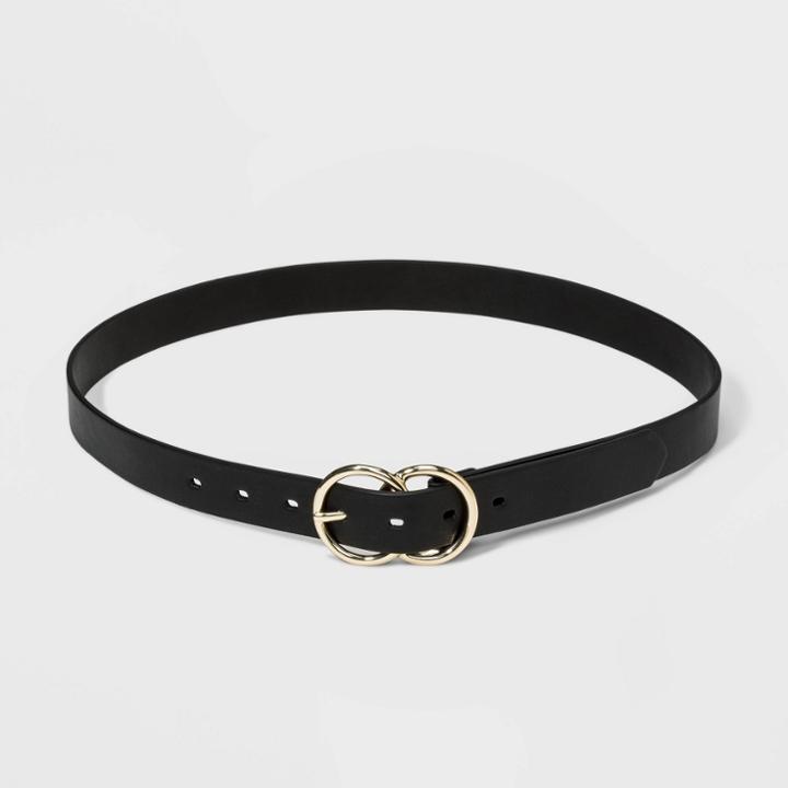 Women's Plus Size Double Buckle Belt - A New Day Black 4x, Women's,