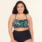 Women's Slimming Control Bikini Top - Beach Betty By Miracle Brands Black Floral