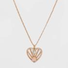 No Brand Heart And Cubic Zirconia Necklace - Gold