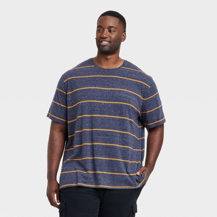 Men's Big & Tall Novelty Pocket T-shirt - Goodfellow & Co Blue/striped