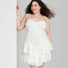 Women's Plus Size Sleeveless Tiered Fit & Flare Dress - Wild Fable White
