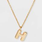 Puffy Initial Charm 'h' Pendant Necklace - Wild Fable Gold