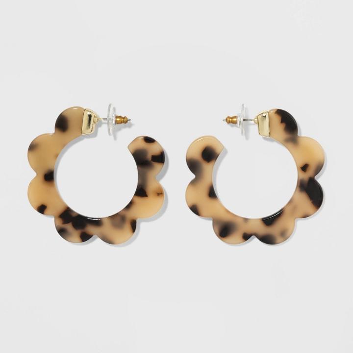 Sugarfix By Baublebar Whimsical Resin Hoop Earrings - Tortoise, Girl's