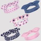 Touched By Nature Baby 5pk Organic Cotton Headbands - Pink/blue