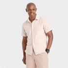 Men's Printed Short Sleeve Woven Novelty Button-down Shirt - Goodfellow & Co Light Off-white/stripe