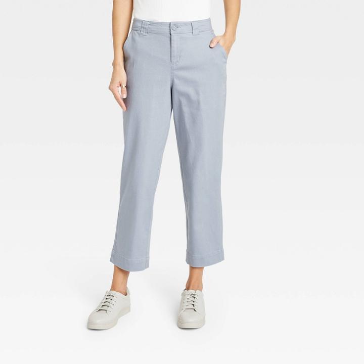 Women's High-rise Straight Leg Ankle Pants - A New Day Gray