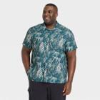 Men's Big & Tall Short Sleeve Palm Print Adventure T-shirt - All In Motion Turquoise
