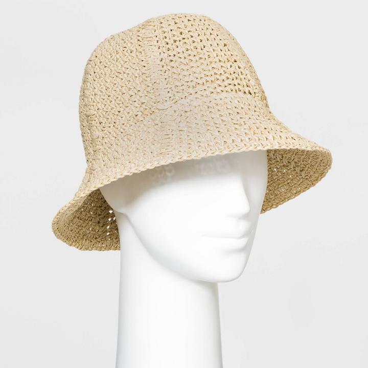 Women's Straw Bucket Hat - Universal Thread Natural