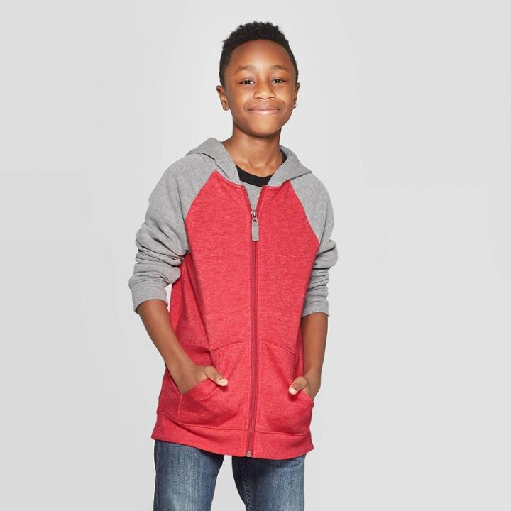 Boys' Long Sleeve Sweatshirt - Cat & Jack Red/gray Xs, Boy's,
