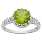 2 Tcw Tiara Round-cut Peridot Crown Ring In Sterling Silver -