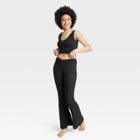 Women's Cozy Ribbed Crossover Waistband Flared Legging Pajama Pants - Colsie Black