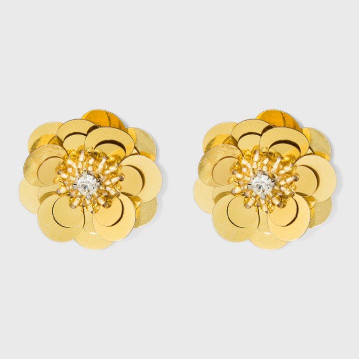 Sugarfix By Baublebar Floral Stud With Sequins Earrings - Gold, Girl's