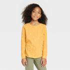 Girls' Floral Printed Long Sleeve T-shirt - Cat & Jack Mustard Yellow